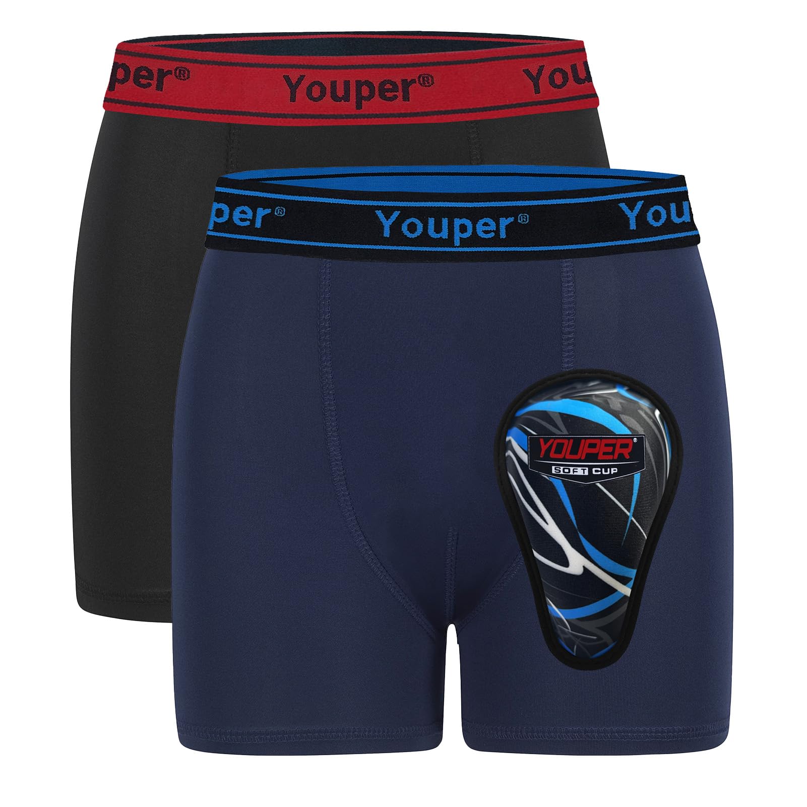 YouperBoys Compression Brief with Soft Protective Athletic Cup, Youth Underwear for Baseball, Football, Hockey, Lacrosse