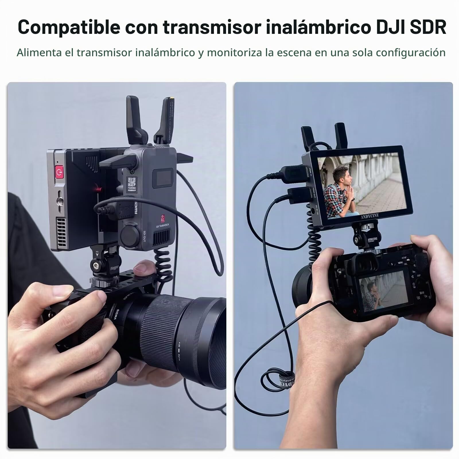 ANDYCINE X5 5,5" 1200 nits Monitor de Campo de cámara con Pantalla táctil 4K HDMI 60 HZ, Monitor DSLR con Carcasa de Aluminio, batería F550C, RGB Parade, Focus Peaking, LUT 3D, Monitor HDR
