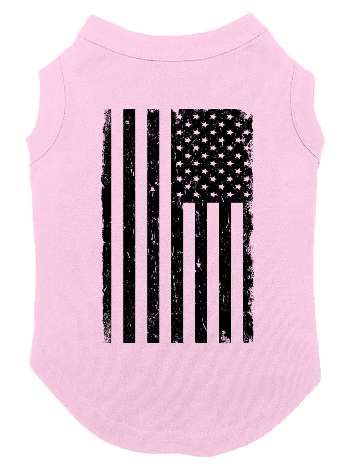 Distressed Black American Flag Dog Shirt (Pink, Medium)