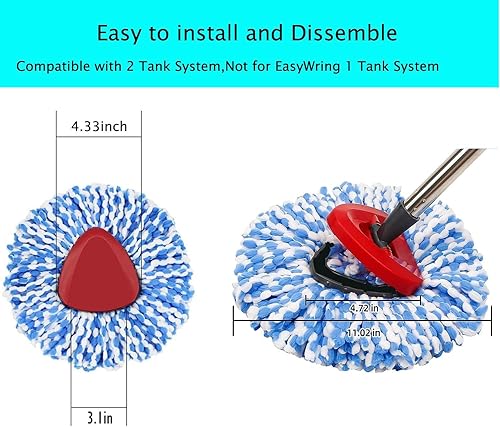 Miniatura 5 de YWSHF Paquete de 3 cabezales giratorios de repuesto compatibles con el sistema de trapeador Ocedar RinseClean de 2 tanques, cabezales de repuesto de