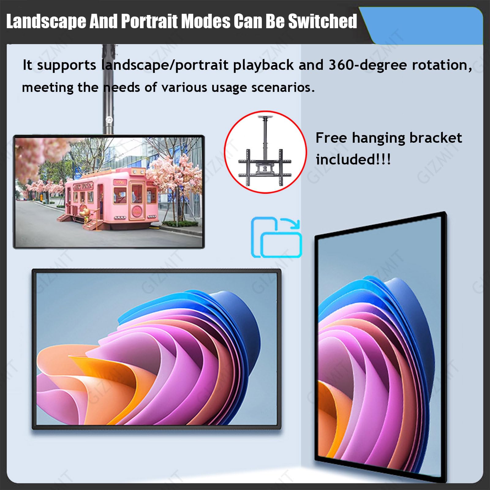 Pantalla LED publicitaria para Exteriores,Pantalla Digital suspendida Ultrafina,Pantalla LED dinámica para publicación remota, Ideal para Tiendas de té de Burbujas,hospitales y pizzerías 24“