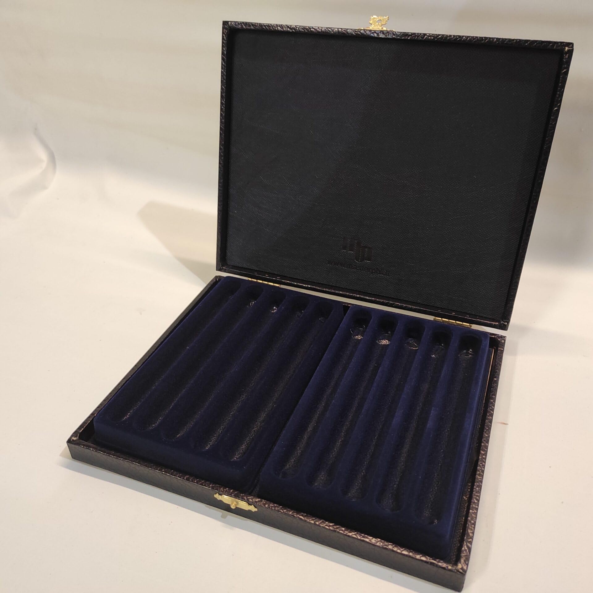 Cofanetto per penne da collezione con 2 vassoi floccati, 10 scomparti, artigianale made in Italy – Coins&More Master Phil