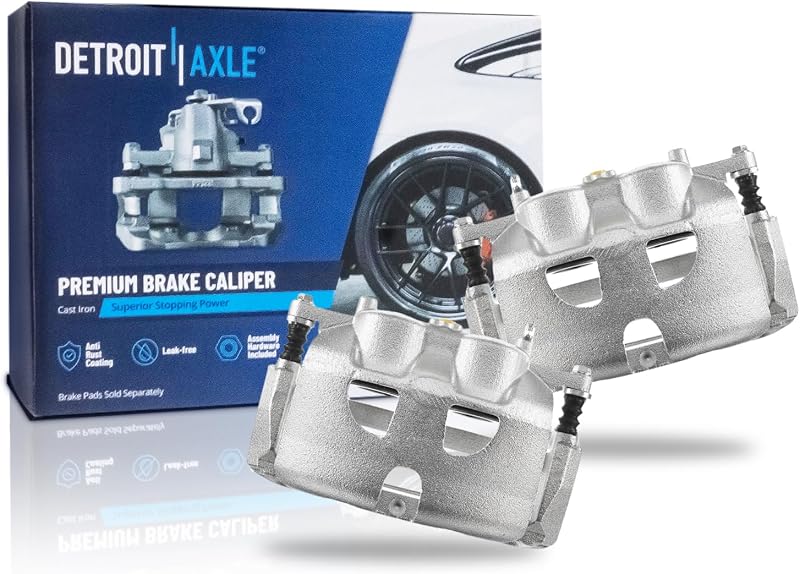 Detroit Axle - 2pc Front Brake Calipers for Ford 2012-2020 F-150 | 2011-2013, 2015-2017 Lobo, Disc Brake Calipers with Brackets 2011 2012 2013 2014 2015 2016 2017 2018 2019 2020 Replacement