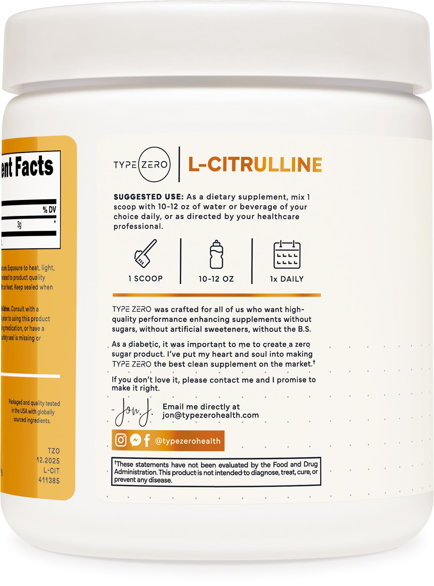 Type Zero L-Citrulline Powder, 3000mg Pump Pre Workout, 100 Servings — Amazon image 3
