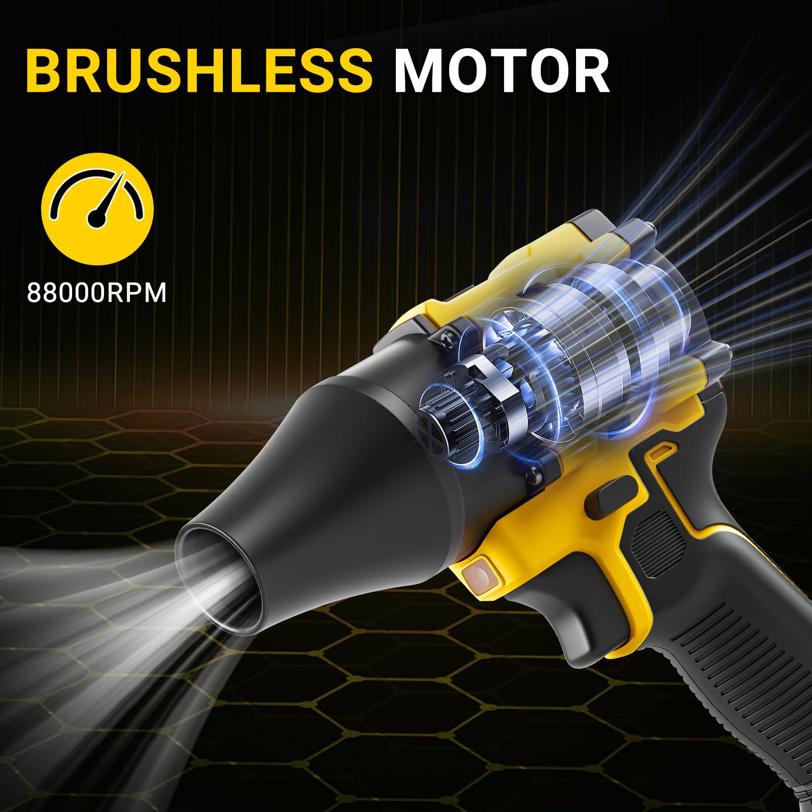Souffleur sans fil et aspirateur à main 2 en 1 compatible avec Dewalt 20V batterie (Aucune pile), 150W Dépoussiéreur à air comprimé sans balais, Aspirateur portable avec 5 buses pour voiture, maison