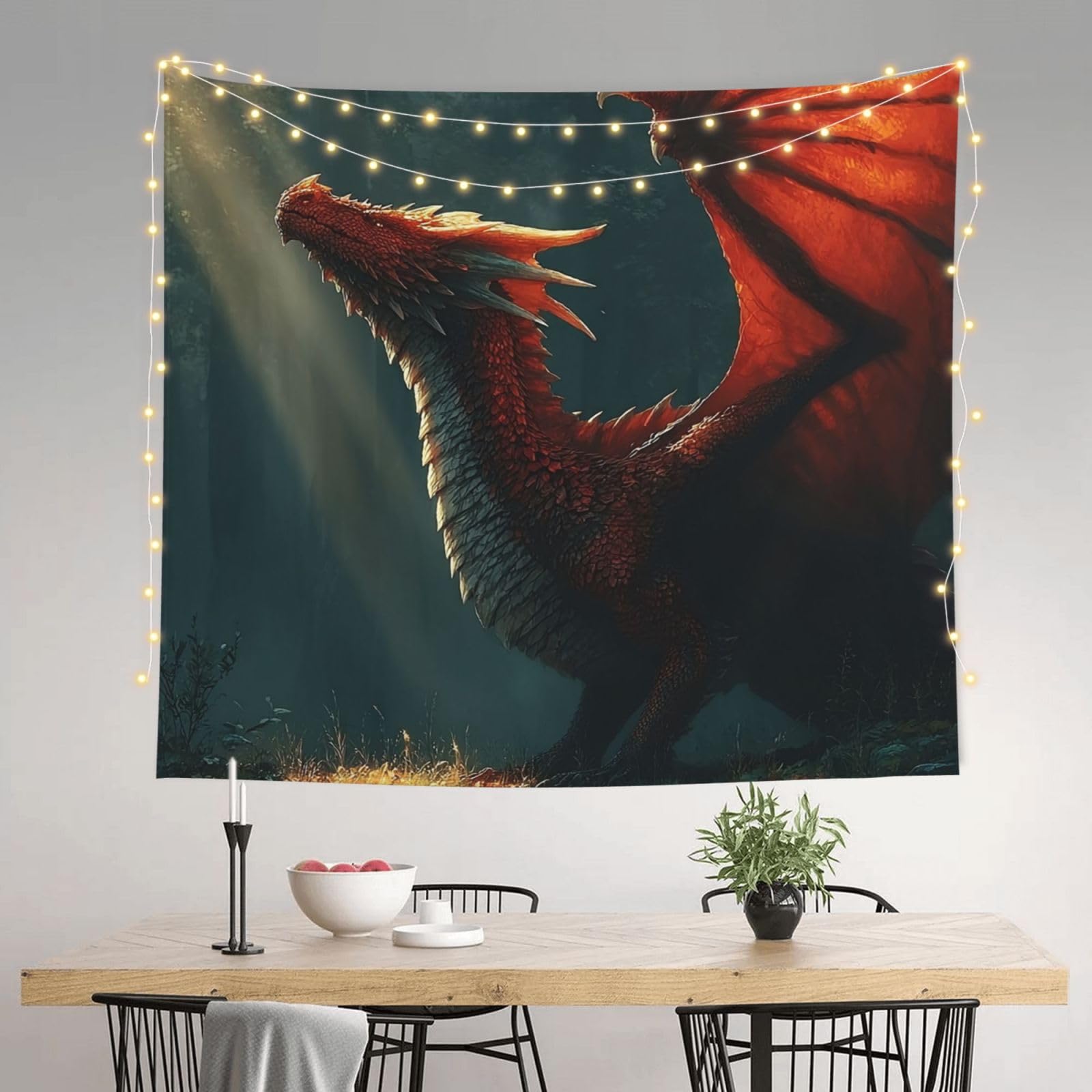 HJKJKKJ Tapestry 152 X 130 CM Aesthetic Wall Tapestrys for Bedroom Medieval Dragon Tapestries Hanging Wall Art Blanket Home Decor Tapestry for Living Room Dorm Office