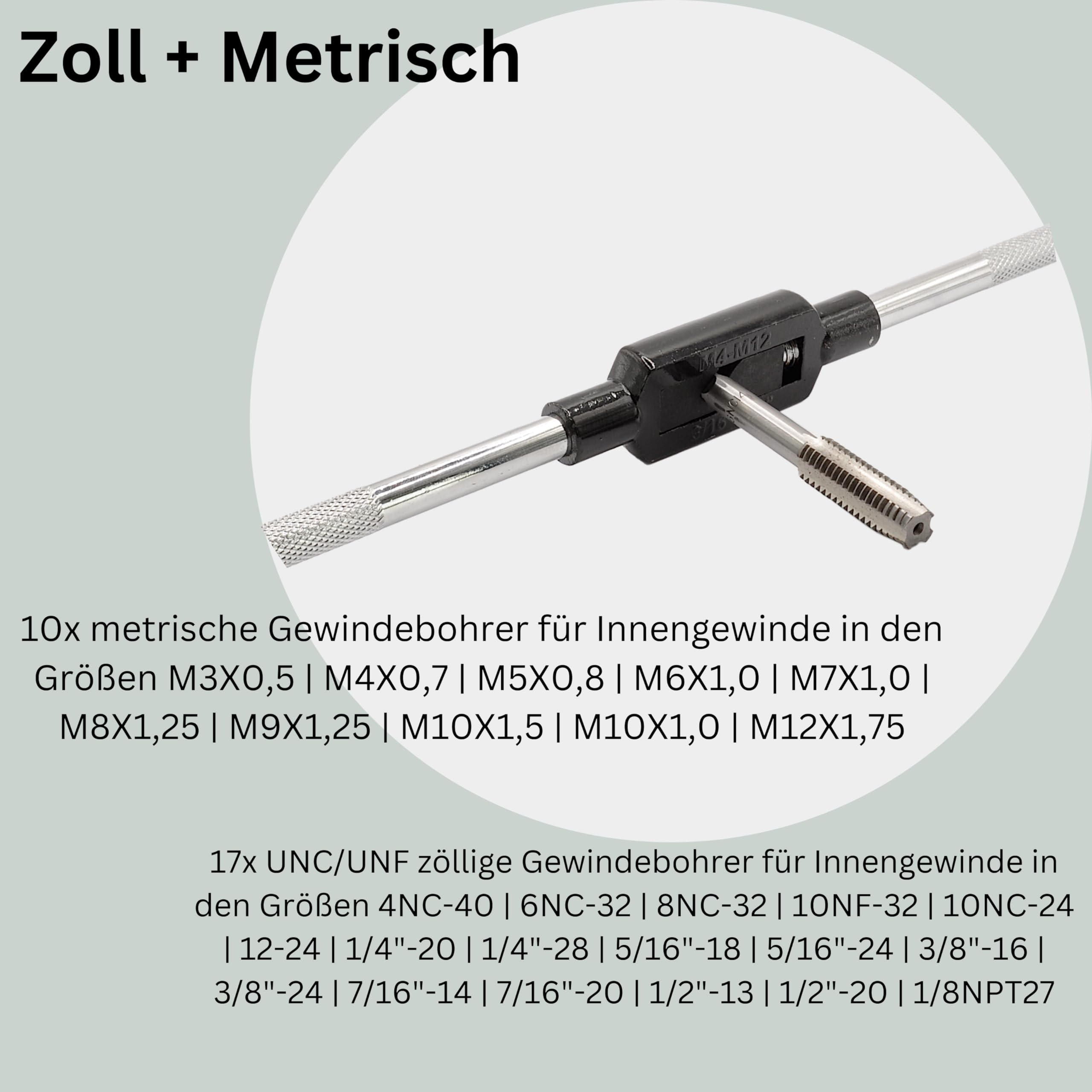 Set di filettatrici 60 pezzi metriche pollici UNC UNF maschi