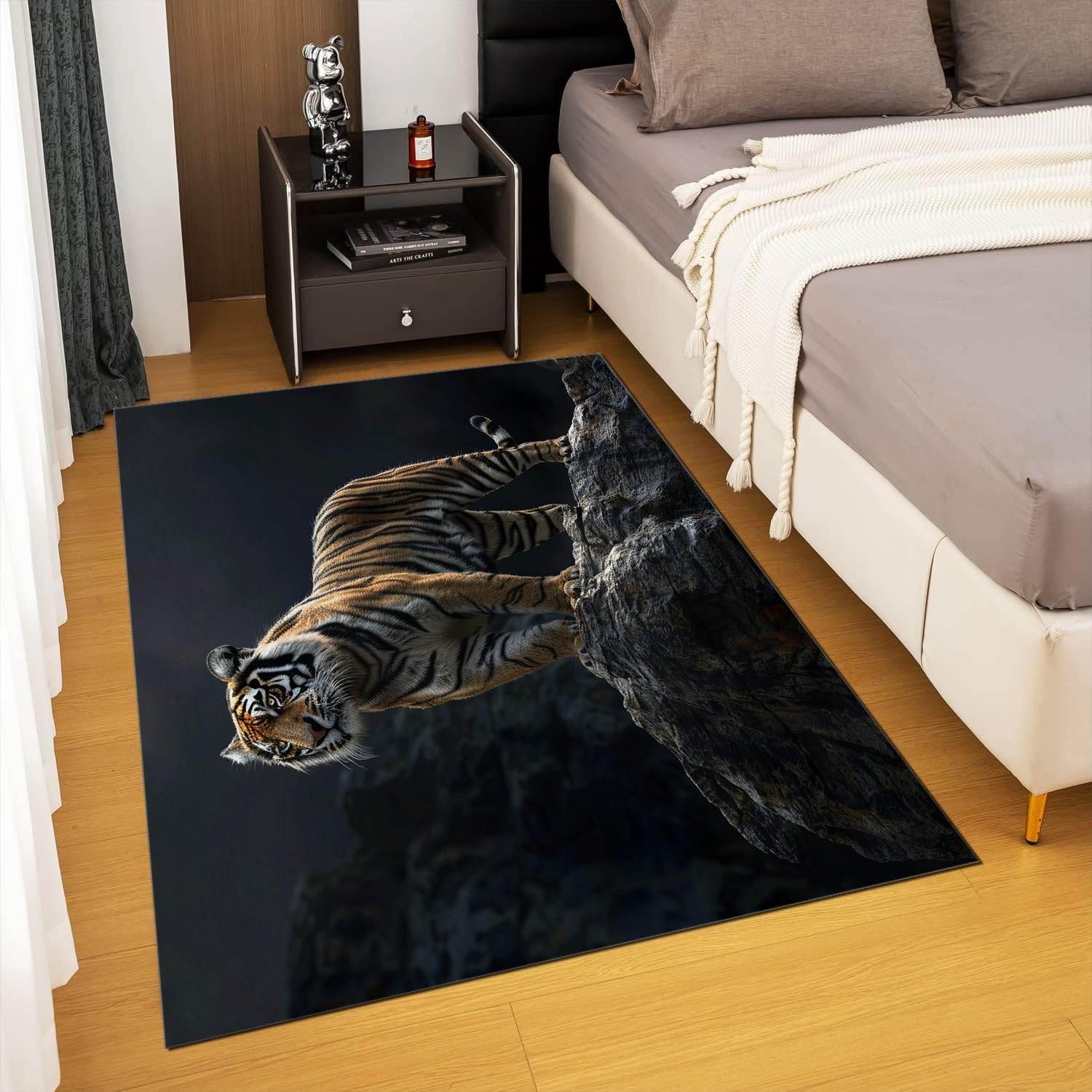 2 x 3 Washable Bengal Tiger Area Rugs for Living Room, Non Slip Soft Carpet, Low Pile Stain Resistant Indoor Rug for Bedroom, Dining Room, Home Office, Kids Room