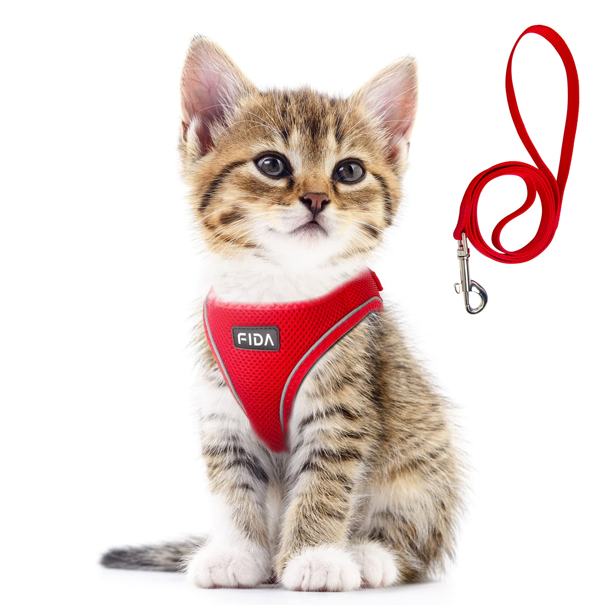 Fida Cat Harness and Leash Set for Walking Kitten and Puppy, Escape Proof Kitten Harness with Breathable Lightweight Soft Mesh, Adjustable Reflective