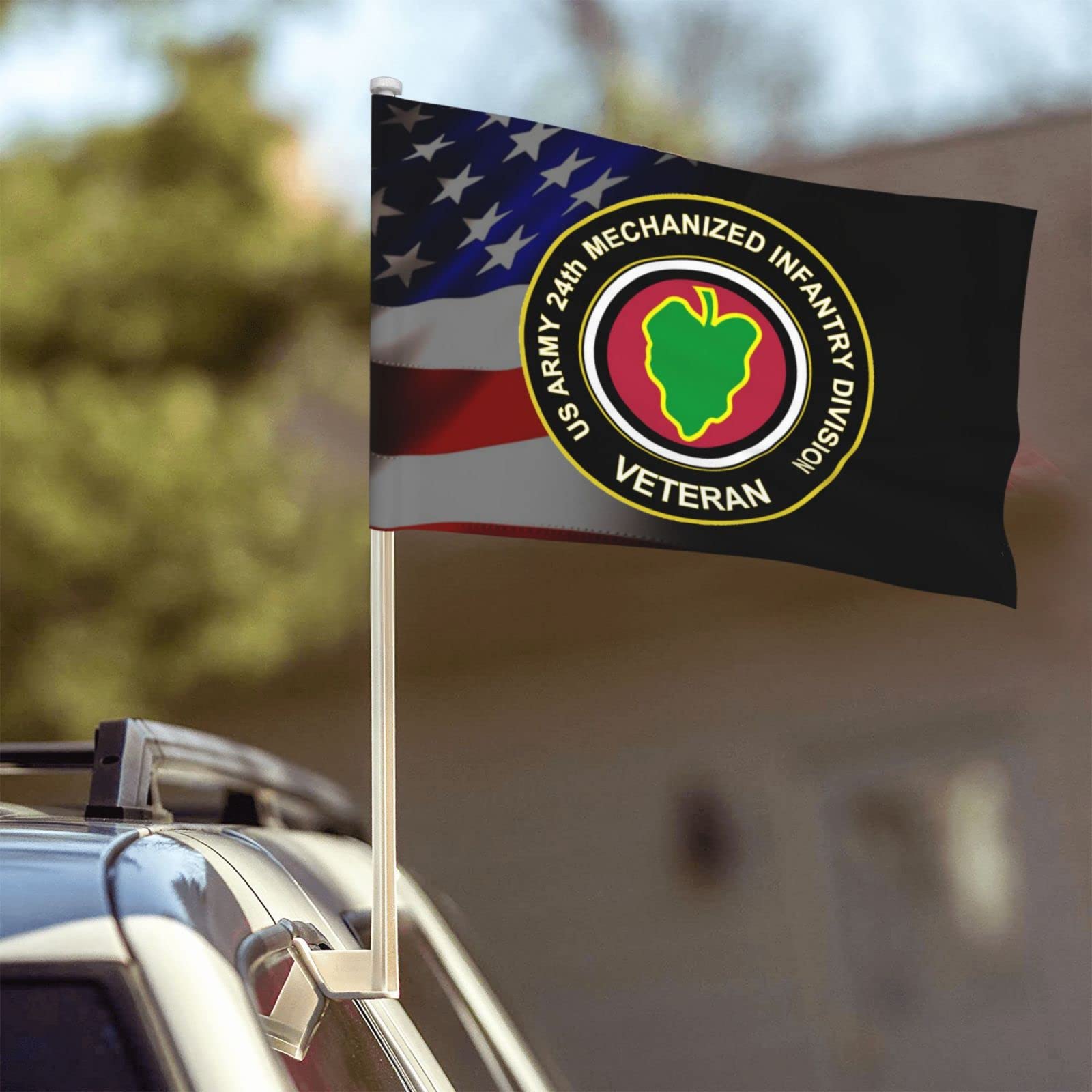 US Army Veteran 24th Mechnized Infantry Division 100% Polyester Fabric With Printing For Indoor Outdoor Decoration