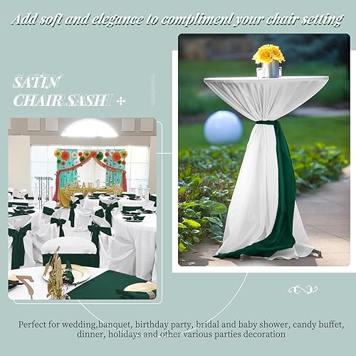 Miniatura 5 de 72 bandas de satén para sillas de color verde bosque, bandas para fundas de silla, lavables y reutilizables, suministros de amarre para bodas,