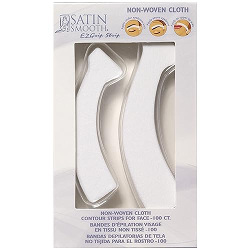 Satin Smooth EZ Grip - Tiras de cera no tejidas para cara y cuerpo, tiras de cera facial de contorno, depilación, tira de cera para mujeres, 100