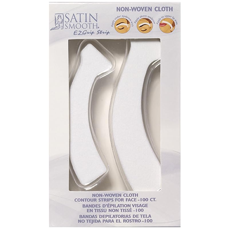 Tiras contornadas não tecidas SATIN SMOOTH EZ Grip para rosto e sobrancelhas, brancas, 100 unidades