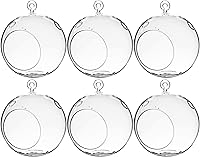 Vista 25 de WGV - Globo de terrario colgante, ancho 5 pulgadas, altura 6 pulgadas, maceta de aire para suculentas, florero de vidrio transparente con parte