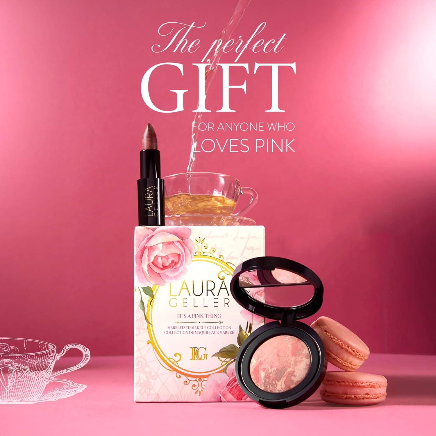 LAURA GELLER NEW YORK It's a Pink Thing Marbleized Makeup Collection - Limited Edition Blush & Lipstick Gift Set - Marbleized Baked Blush & Hydrating Lipstick - Perfect for Mother's Day Gifting - Image 6