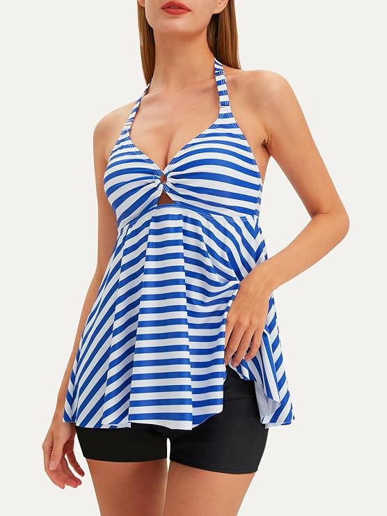 Tankini Swimsuits for Women Tummy Control Swimsuit Modest Tankini Top with Boyshort Bathing Suits Swimwear