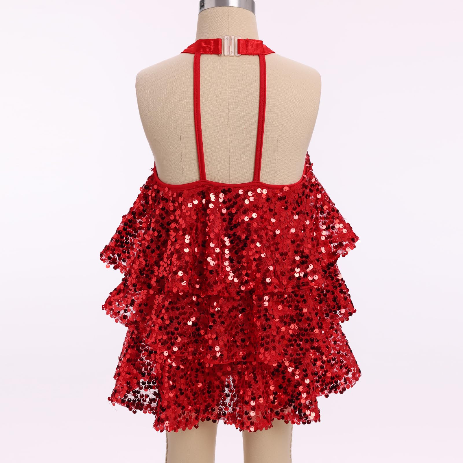 OMEWEE Mädchen Pailletten Latein Tanzkleid glitzernde Jazz Hip Hop Tanzkleidung Zweiteiliges Kinder Glitzer Tanzoutfits Ballroom Party funkelnden Kleid mit Shorts
