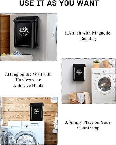 Miniatura 4 de Contenedor magnético de pelusa para organización y almacenamiento de lavandería con cepillo, para colgar en la pared, para decoración de lavandería,