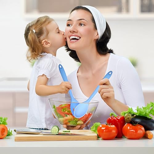 Miniatura 7 de Cucharas de mezcla, cuchara ranurada de silicona, cucharas de silicona para cocinar, servir cucharas para mezclar, servir, drenar, agitar, apto para