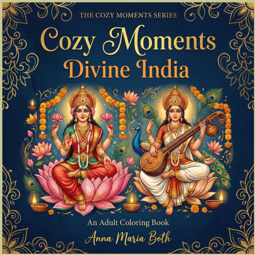Cozy Moments : Divine India: An Adult Coloring Book For Relaxation ,Mindfulness and Stress Relief (Cozy Moments Series)