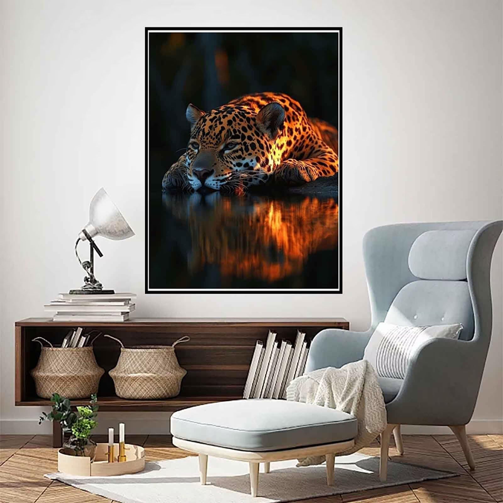 Diament Malarstwo Leopard Diamentowe Malarstwo Zwierzę Diament Malarstwo Dorośli Początkujący 5D DIY Diamentowy Ścieg Krzyżowy DIY Dorośli Zestaw do Dekoracji Domu, Prezent Kobiety 100x135CM