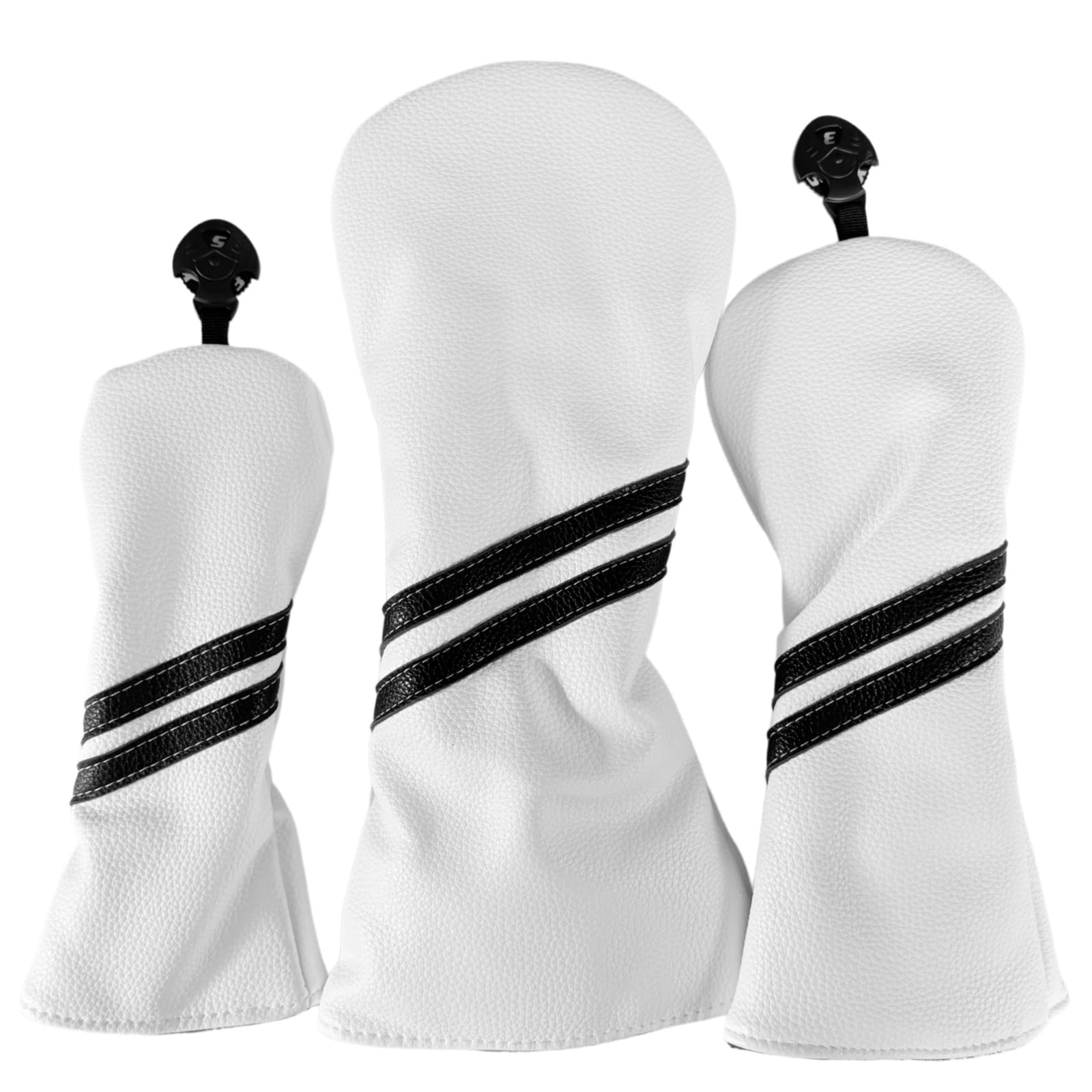 Juego de 3 fundas para palos de golf, funda para cabeza de conductor de alta calidad, cubierta de madera de Fairway y fundas híbridas para cabeza para hombres y mujeres, fundas de cuero sintético