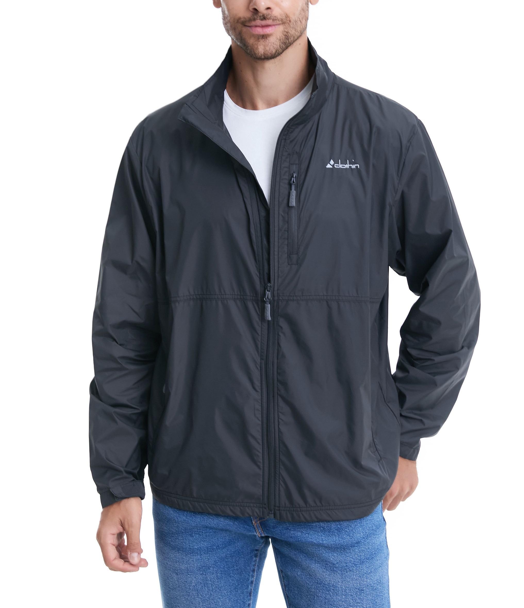 clothin Mens Lightweight Windbreaker Packable Jacket Water Resistant for Hiking Outdoor Cycling