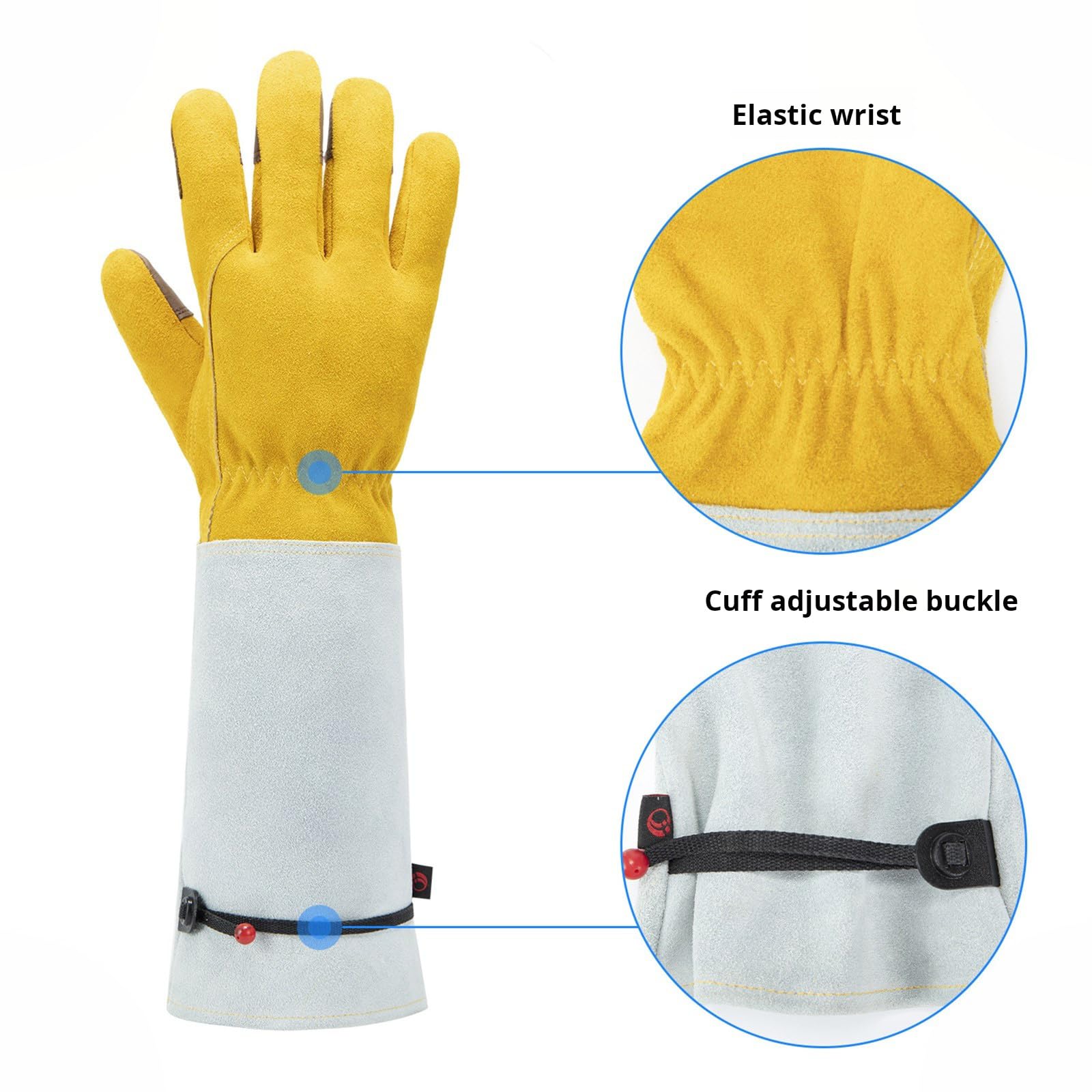 Guantes de jardinería de cuero grueso para hombres y mujeres con protección extendida contra espinas y objetos afilados