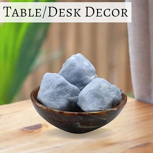 Miniatura 5 de Amazing Gemstone Cristales crudos de angelita y piedras curativas, rocas naturales para pulir, piedras y cristales crudos de bricolaje, 2 piezas