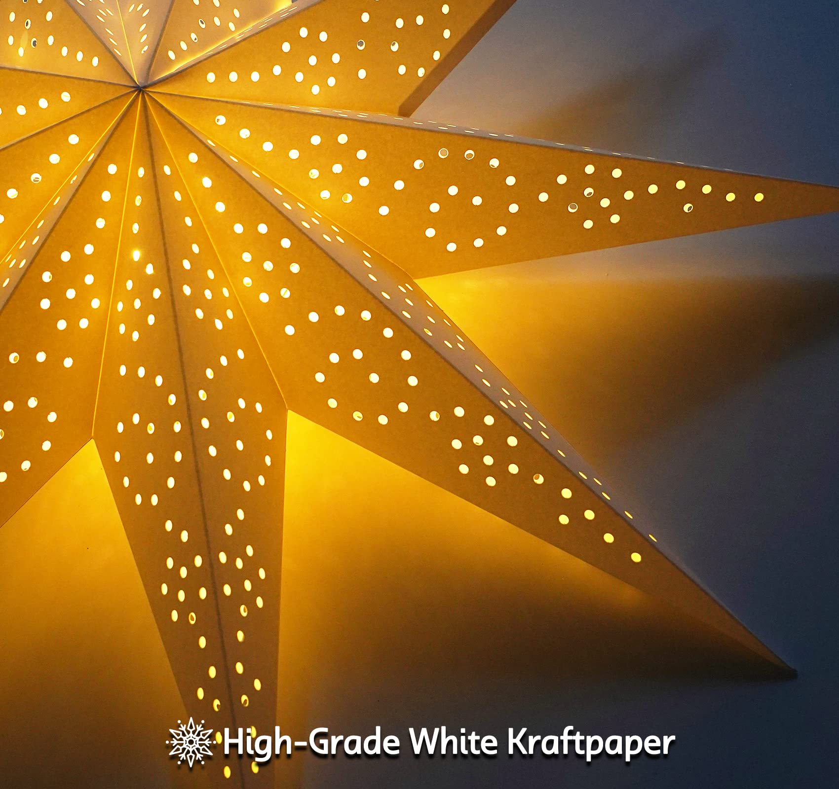 OSALADI 3-Pack Paper Star Lanterns – 9-Pointed Ceiling Hanging Lampshade Covers, Festive Christmas & Wedding Decoration, Ambient Lighting For Parties Or Home
