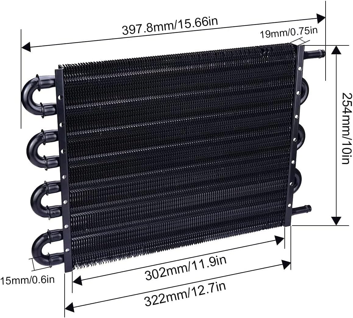 8 Pass 3/8" Aluminum Engine Transmission Oil Cooler Fan 6AN in-Line Hose End Fittings 180'F Thermostat Temperature Switch Wiring Kit