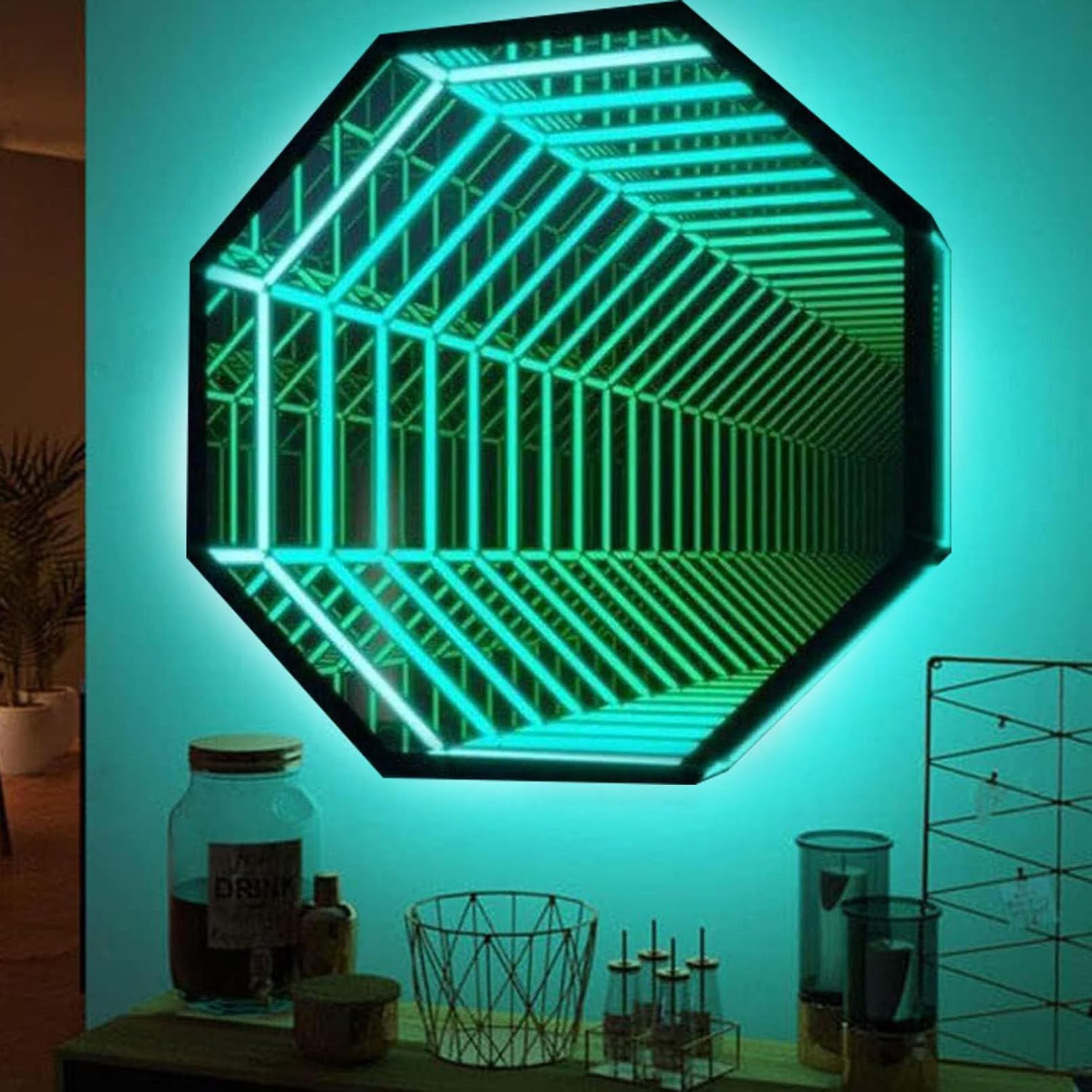 Infinity Mirror Tunnel Lamp, LED Lighting Sensory Mirror Battery & USB Powered, Single-Sided LED 3D Mirror Night Light, Sensory Infinity Light for Home, Desk, Living Room,50cm-C