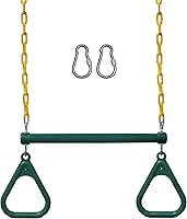 Jungle Gym Kingdom 18" Trapeze Swing Bar with 48" Chains & Carabiners - Heavy Duty Backyard Monkey Bars for Kids (Green)
