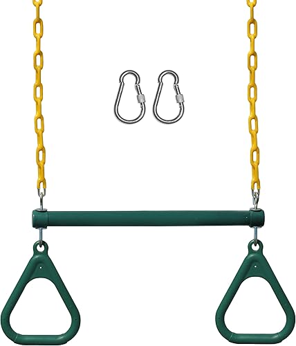 Bara columpio-trapecio Jungle Gym Kingdom de 18 pulgadas con aros con cadenas resistentes de 48 pulgadas Bara columpio-trapecio Jungle Gym Kingdom de 18 pulgadas con aros con cadenas resistentes de 48 pulgadas