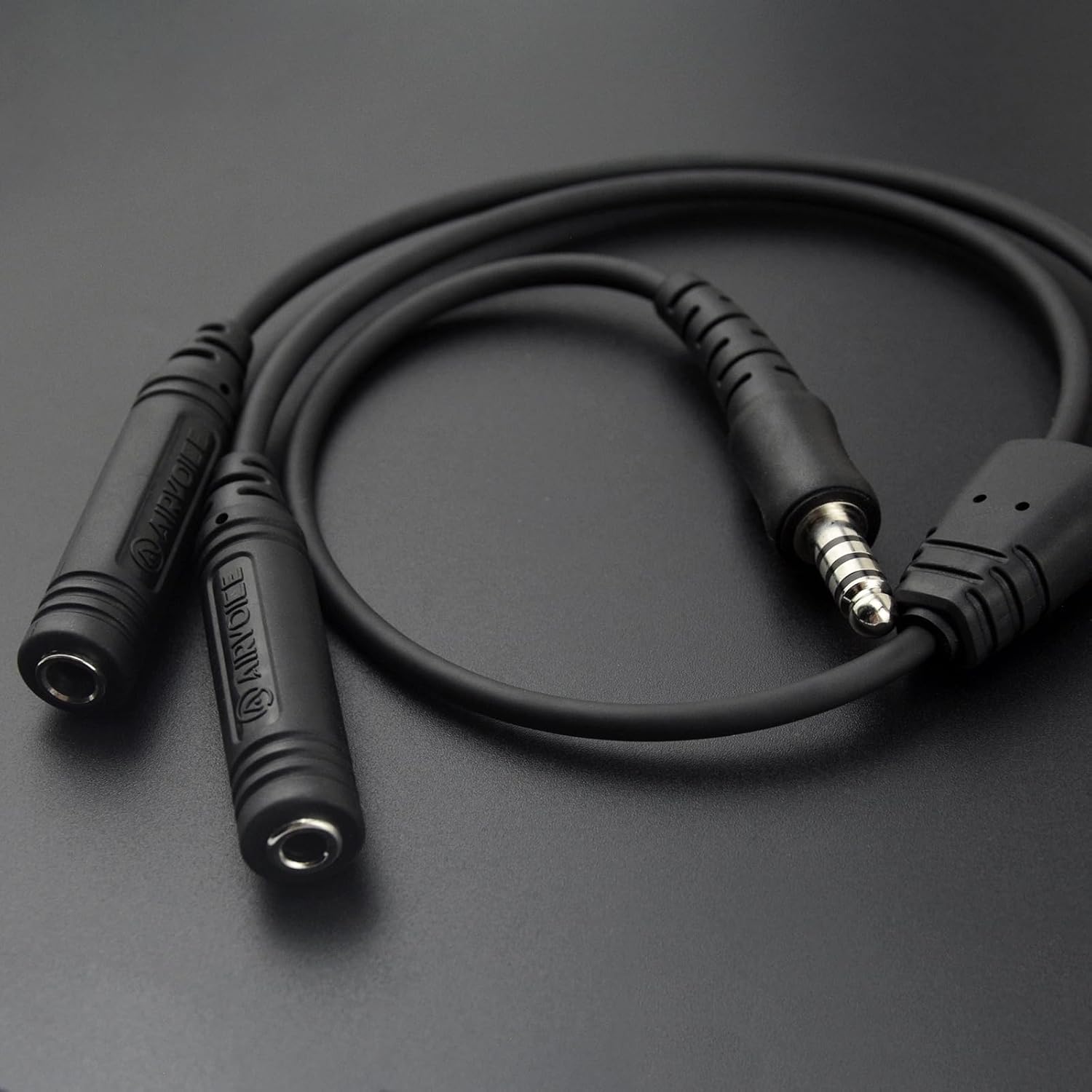 AIRVOICE General Aviation GA Plugs to Helicopter Adapter, GA Twin-Plug PJ-068 PJ-055 to U174 Helicopter Plug Adapter, Black
