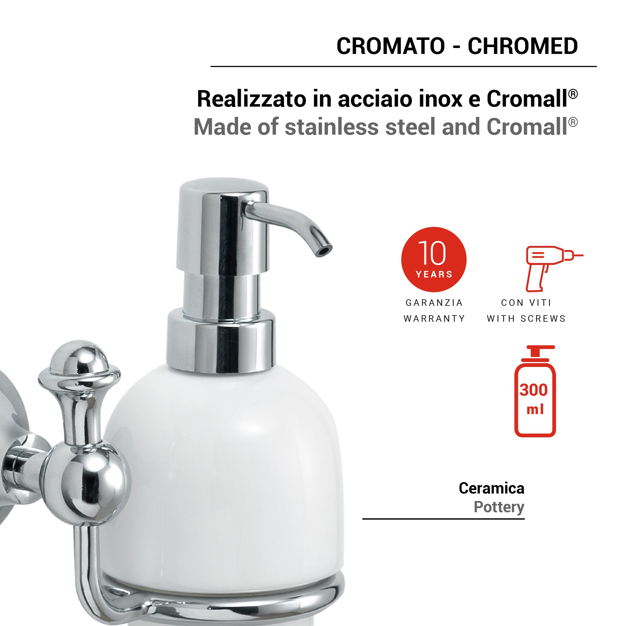 Gedy Soap dispenser Nevis Chrome, 13x11,8x18,9cm - Image 2