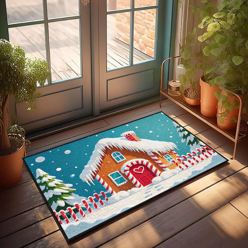 Paillasson extérieur hiver enneigé tapis 65x90 cm canne à sucre pour l'automne