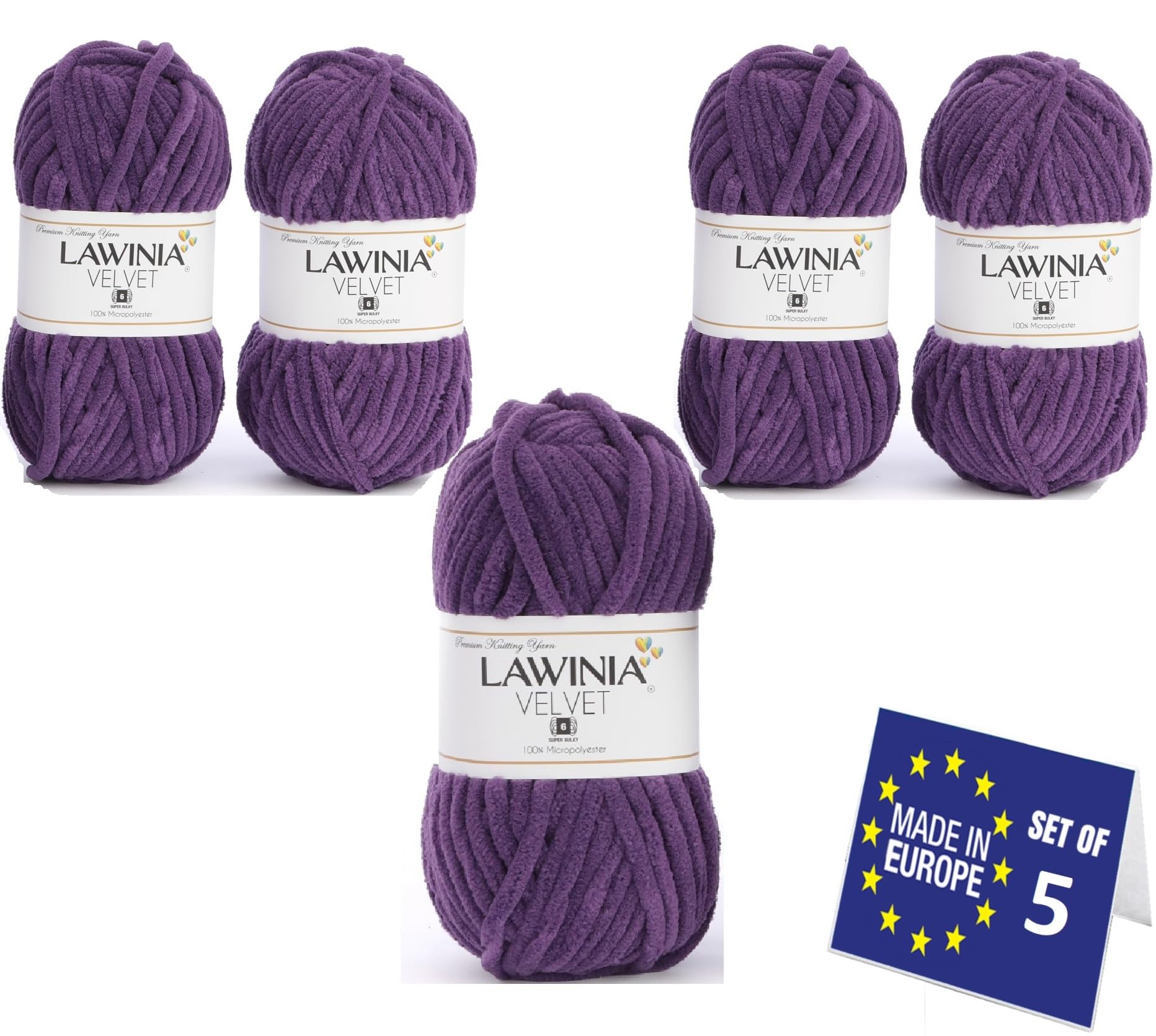 LAWINIA Premium Soft Chenille Yarn Chunky for Knitting Thick Velvet Yarn, Does NOT SHED, Plush Crochet Chunky Wool