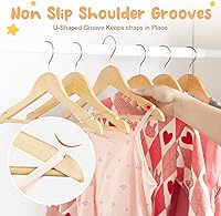 Vista 5 de HOUSE DAY Perchas de madera para el armario, paquete de 20 perchas de madera para ropa de bebé, percha de madera resistente con barra antideslizante