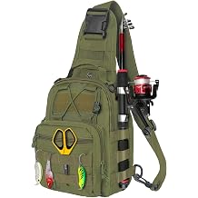 Fishing Backpack Small Sling Backpack Tackle Storage Bag, Army Green