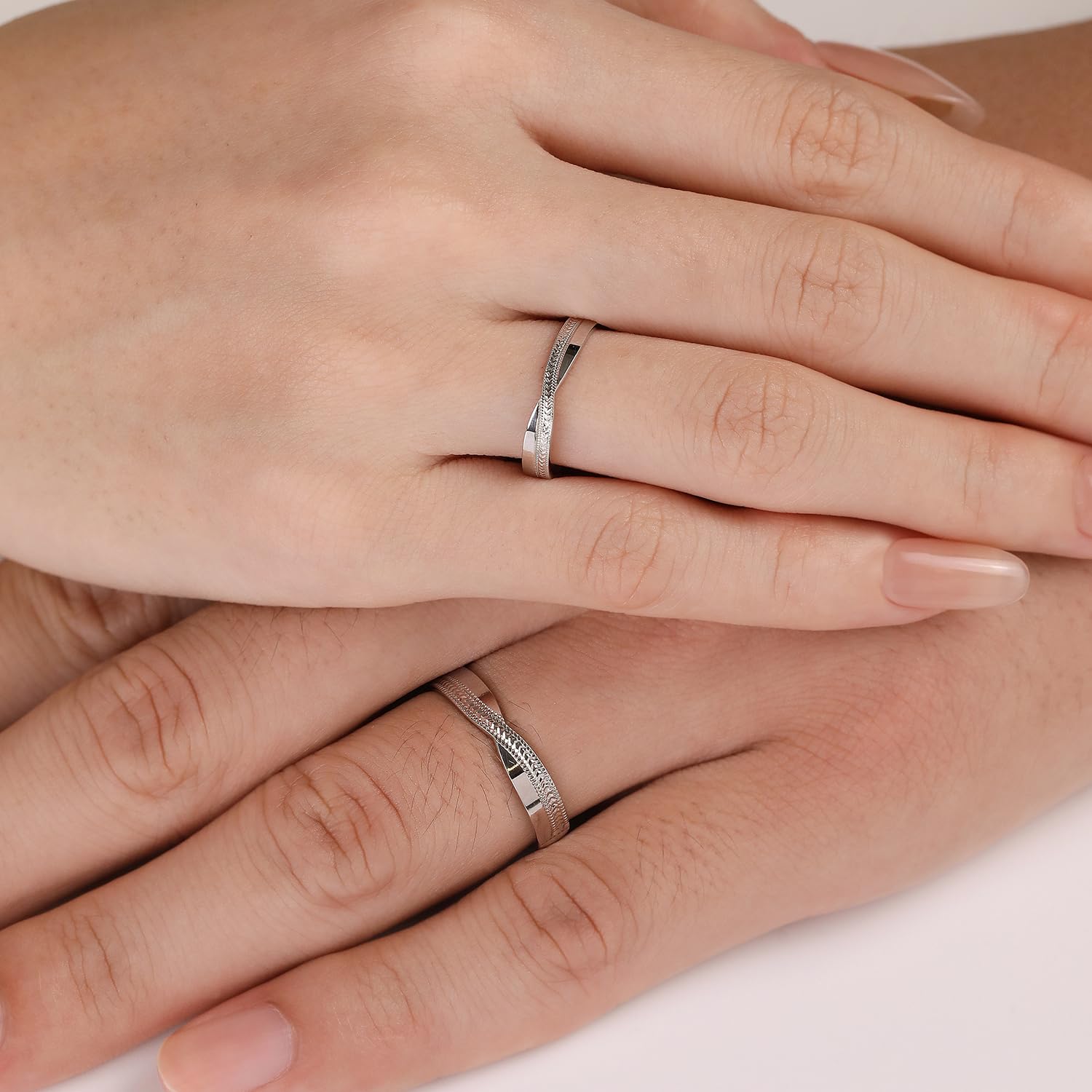 Meissa Alianzas de Plata para Pareja Anillos Ajustables Plata de Ley 925 Mujer 2,8mm & Hombre 4mm Joyería Nupcial Regalo para Compromiso, Boda, San Valentín o Aniversario (Juego de dos anillos)