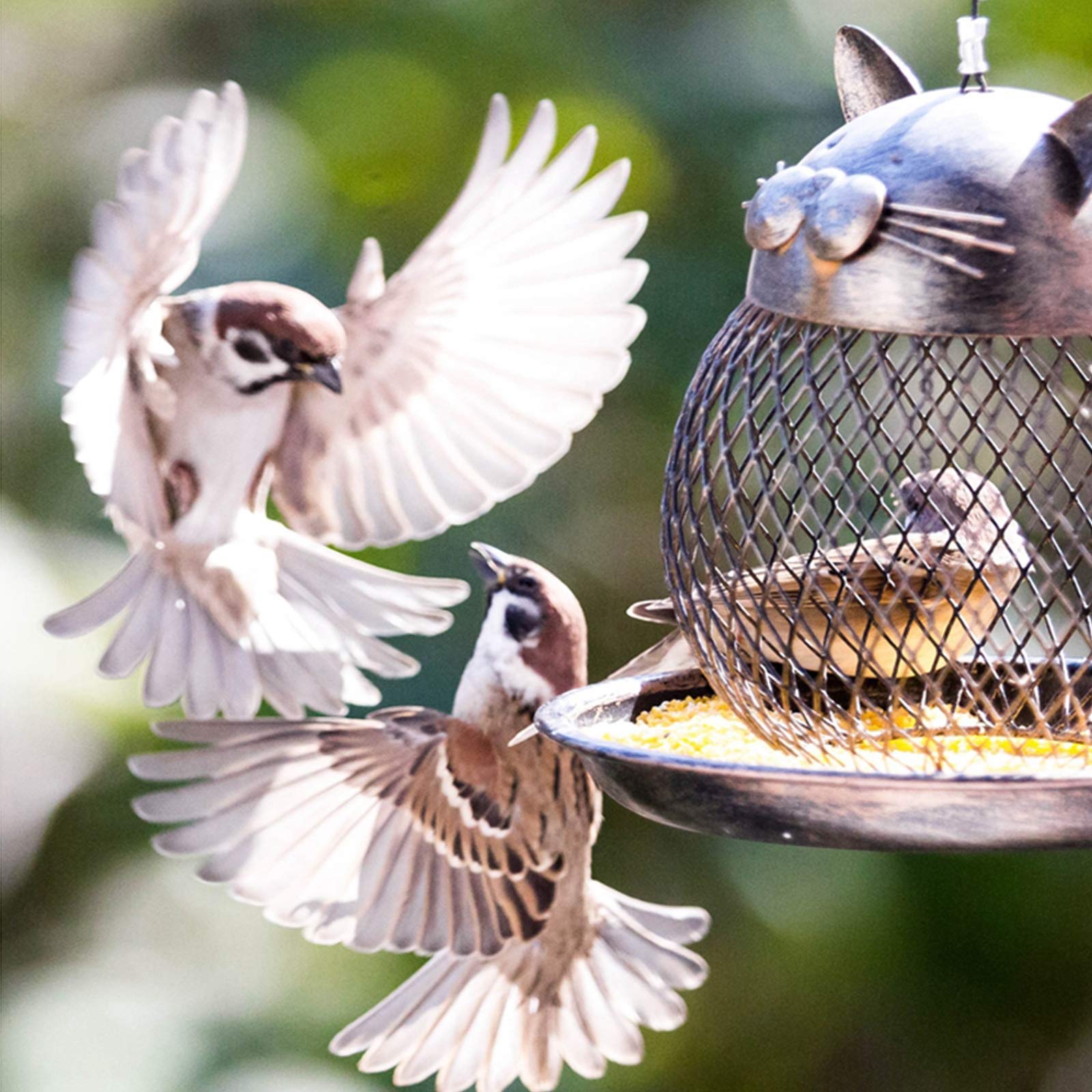 Vogelhaus,Futterhaus für Vögel, Vogelfutterspender mit stabilen Sitzstangen und Schutzdach für Wildvögel,witterungsbeständig und langlebig