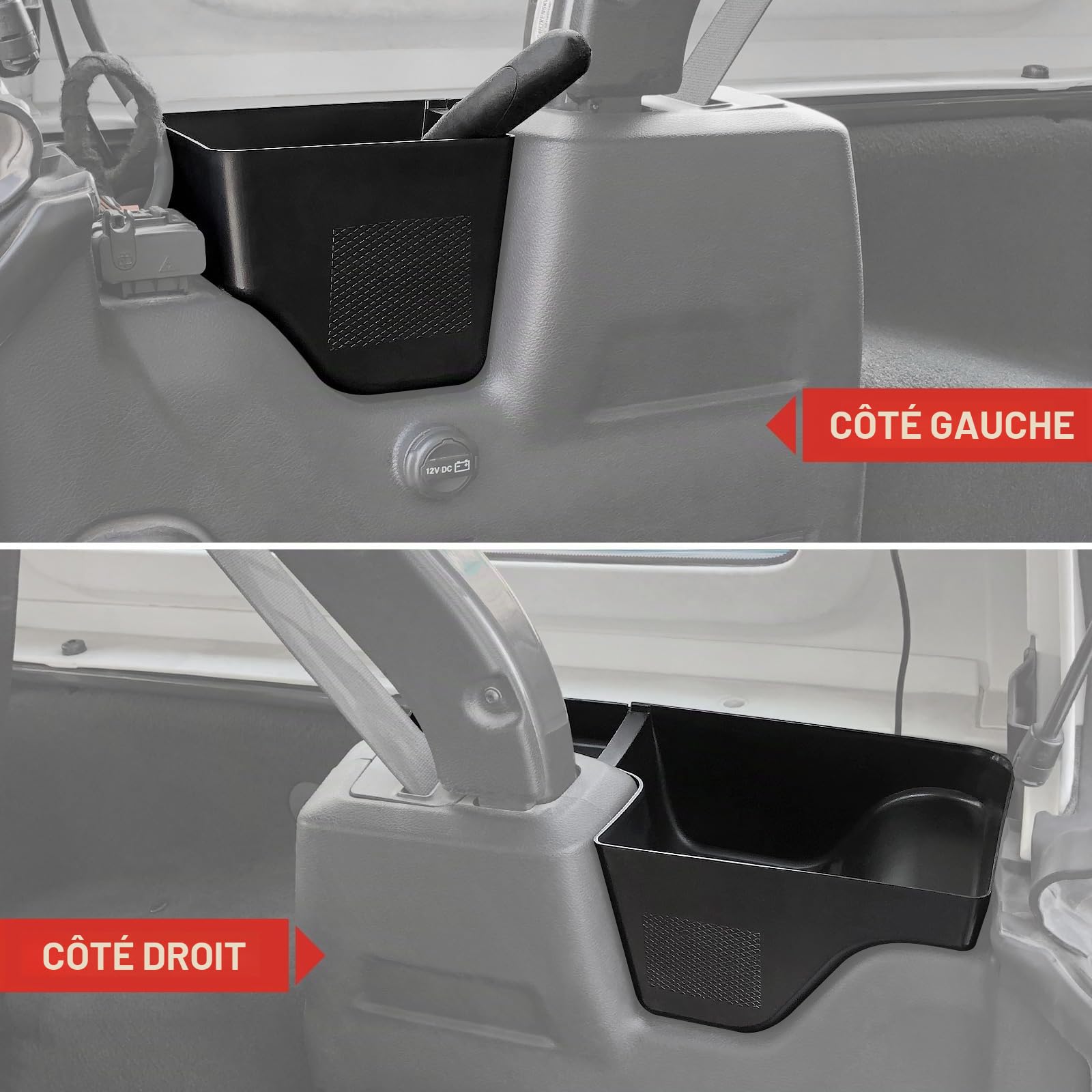 Bac de rangement de roue pour Jeep Wrangler JL JLU 4XE 2018 à 2023 - Plateau de rangement latéral pour accessoires de porte Wrangler JL 4 portes (gauche + droite, ne convient pas au modèle 2024)