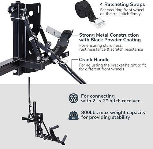 Miniatura 3 de Yescom Enganche de remolque de motocicleta de 800 libras, receptor de remolque de 2 pulgadas, soporte de enganche de acero