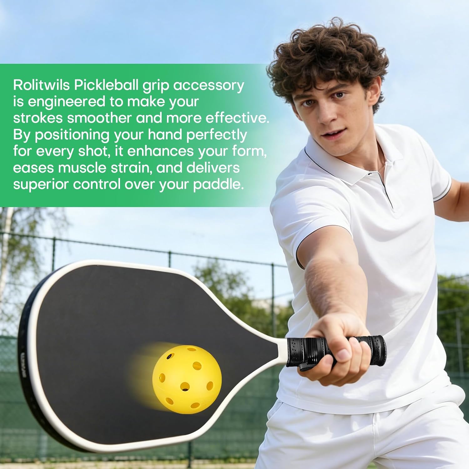 Pickleball Paddle Grip Insert, Ergonomic Finger Rest for Enhanced Control & Stable Grip, Fits Most Standard Pickleball Paddles, Pickleball Paddle Accessory 2PCS