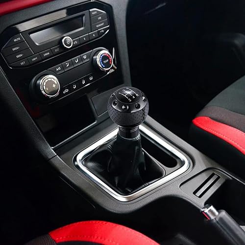 Miniatura 2 de Arenbel Pomo de palanca de cambios manual de cuero de 5 velocidades para coche, repuesto para la mayoría de camiones MT, color negro