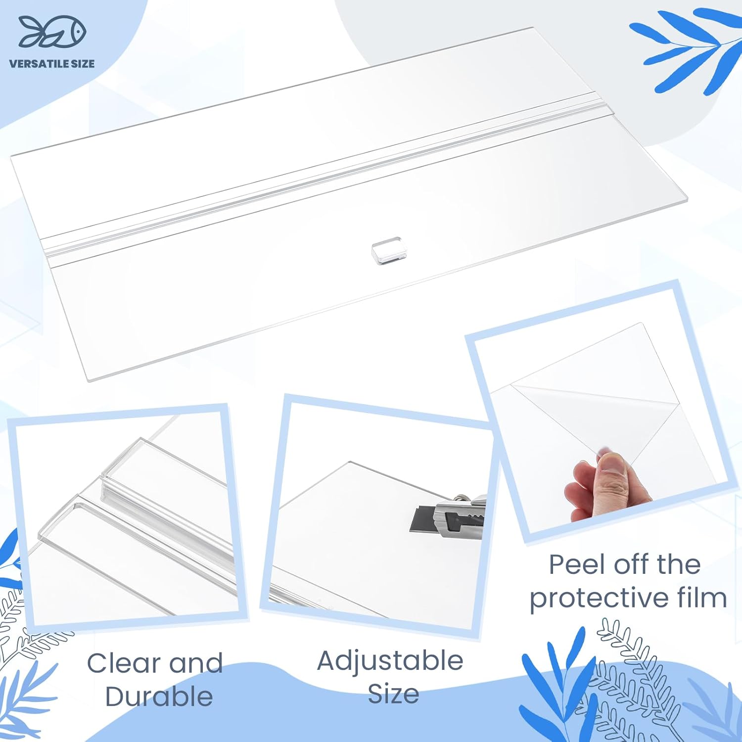 Juexica Aquarium Lids Acrylic Canopy 2 Pieces Set 22.95 x 16.61 x 0.28 Inch for 75/90/110 Gallon with Center Brace Aquariums Cover Fish Tank Lid with a Hook Knife, Clear