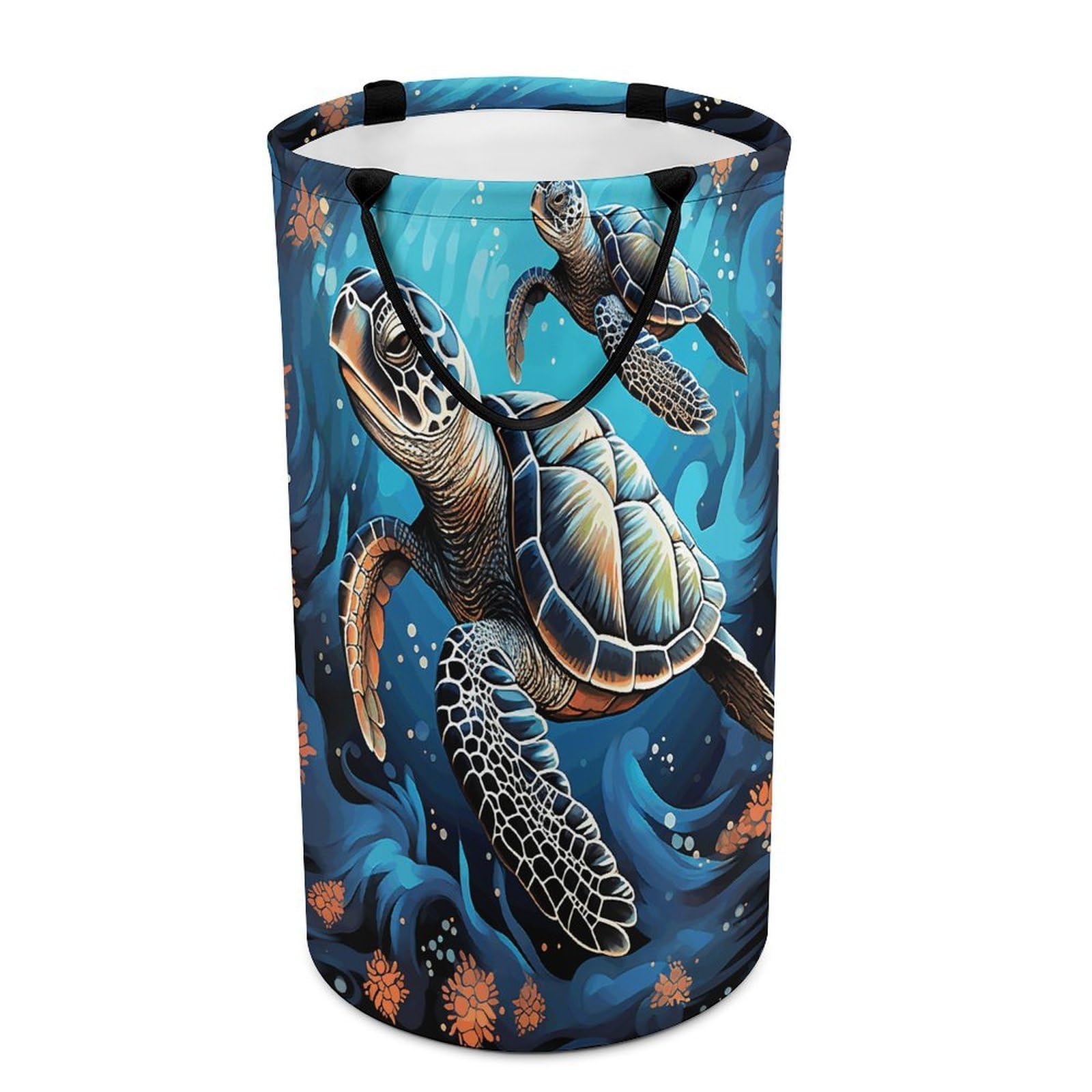 Adfgyerh Style Sea Turtle Boho Laundry Basket ，Foldable Waterproof Model ，Laundry Hamper ，Handles On Both Sides Easy To Move ，Storage Basket For Bedroom, Bathroom, Dorm, Laundry Room.