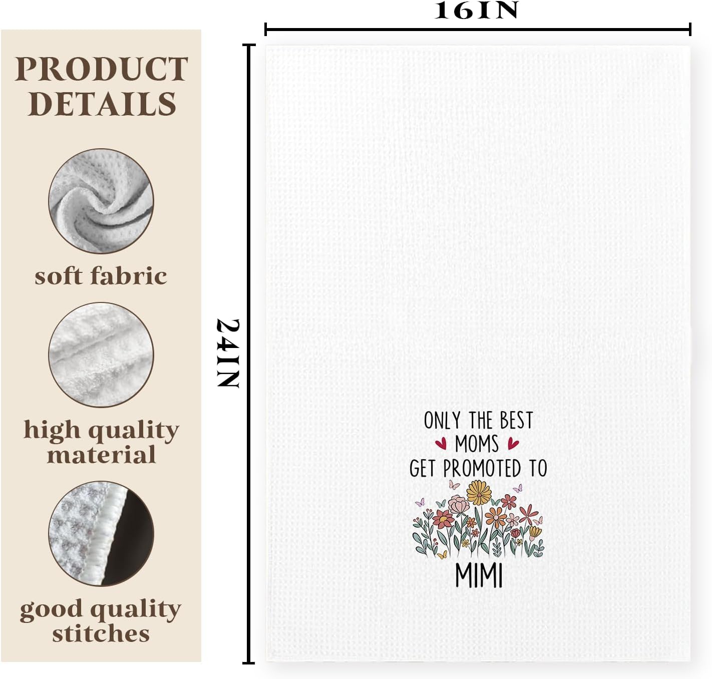 Mimi Gifts for Grandma Kitchen Towels, Pregnancy Baby Announcement for Grandma Dish Tea Towels, New Mimi Grandmother Gifts Decorative Hand Towel for Bathroom Kitchen, 16x24 Inch - Image 6