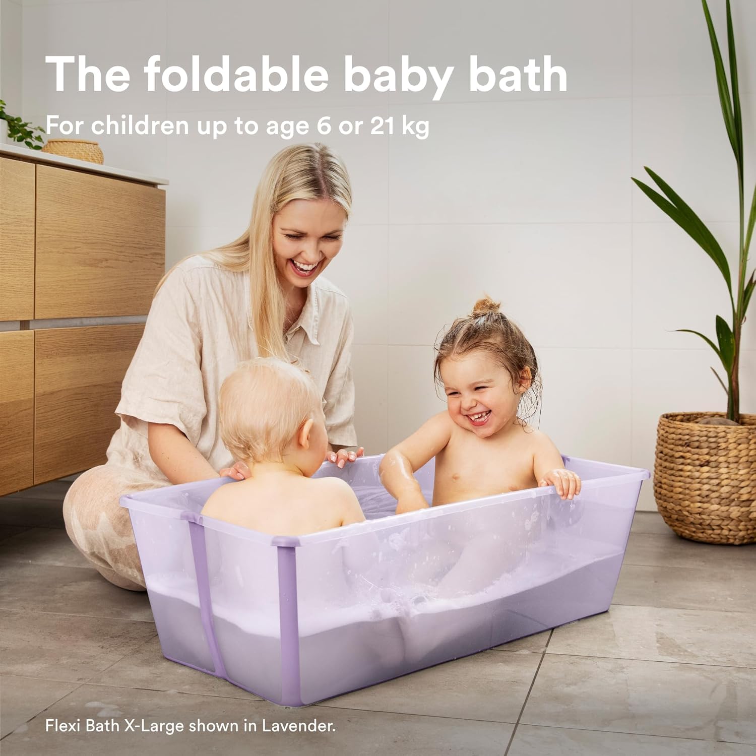Stokke Flexi Bath X-Large, Ocean Blue faltbare Babybadewanne – leicht, langlebig und einfach zu verstauen – praktisch für zu Hause oder auf Reisen – von 0 bis 6 Jahren